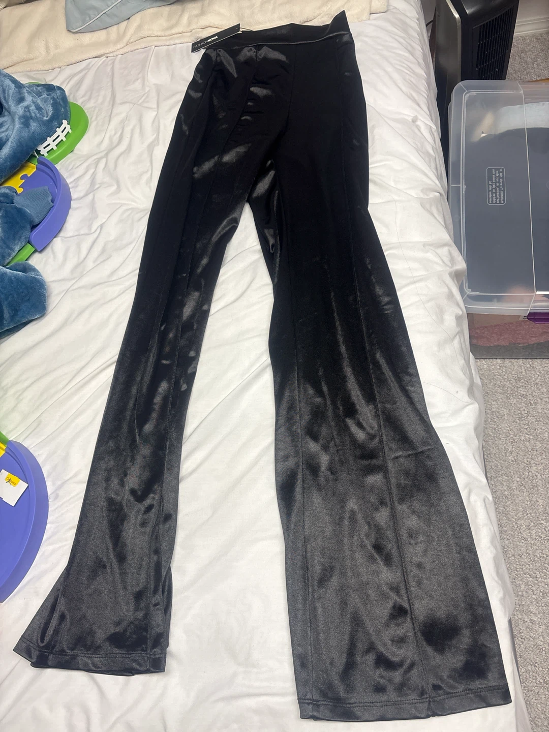 Fashion Nova Make A Wish Stretch Satin Pants - Black