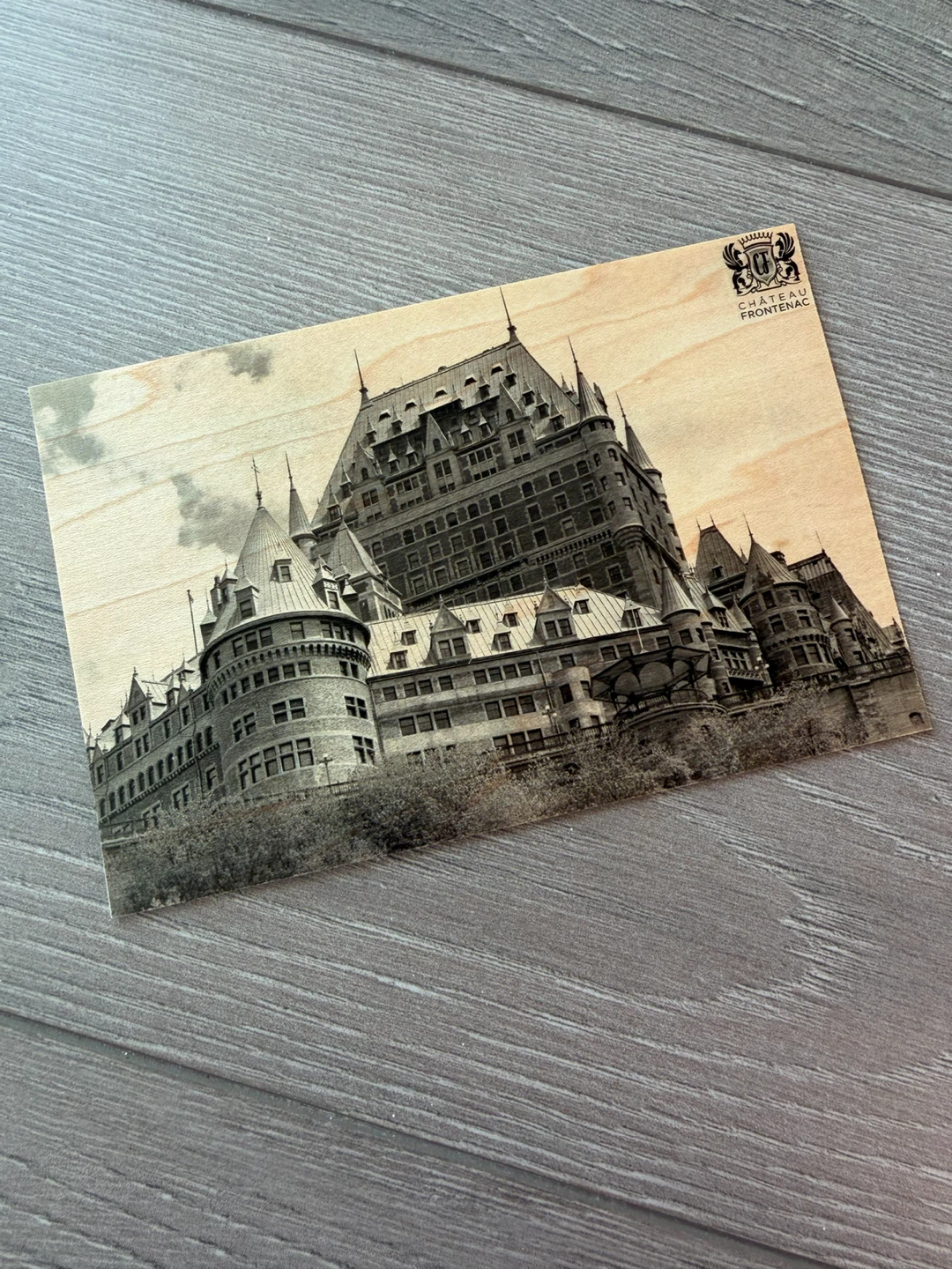 Chateau Frontenac Wooden Postcard