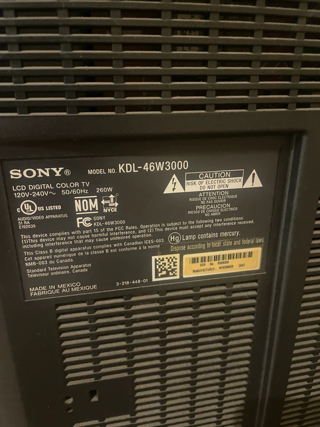 Sony Bravia KDL-46W3000 46-inch LCD TV - photo 4