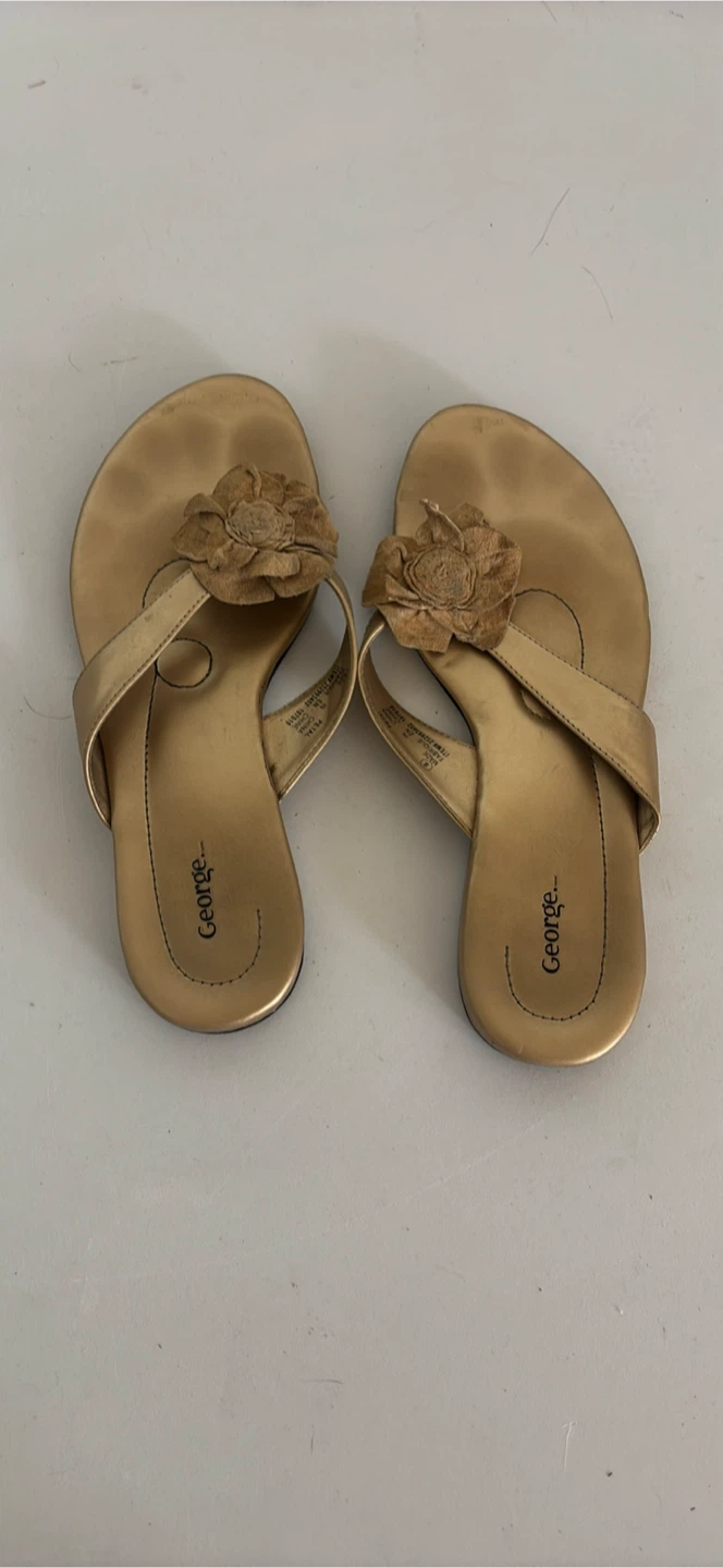 George Gold Floral Sandals