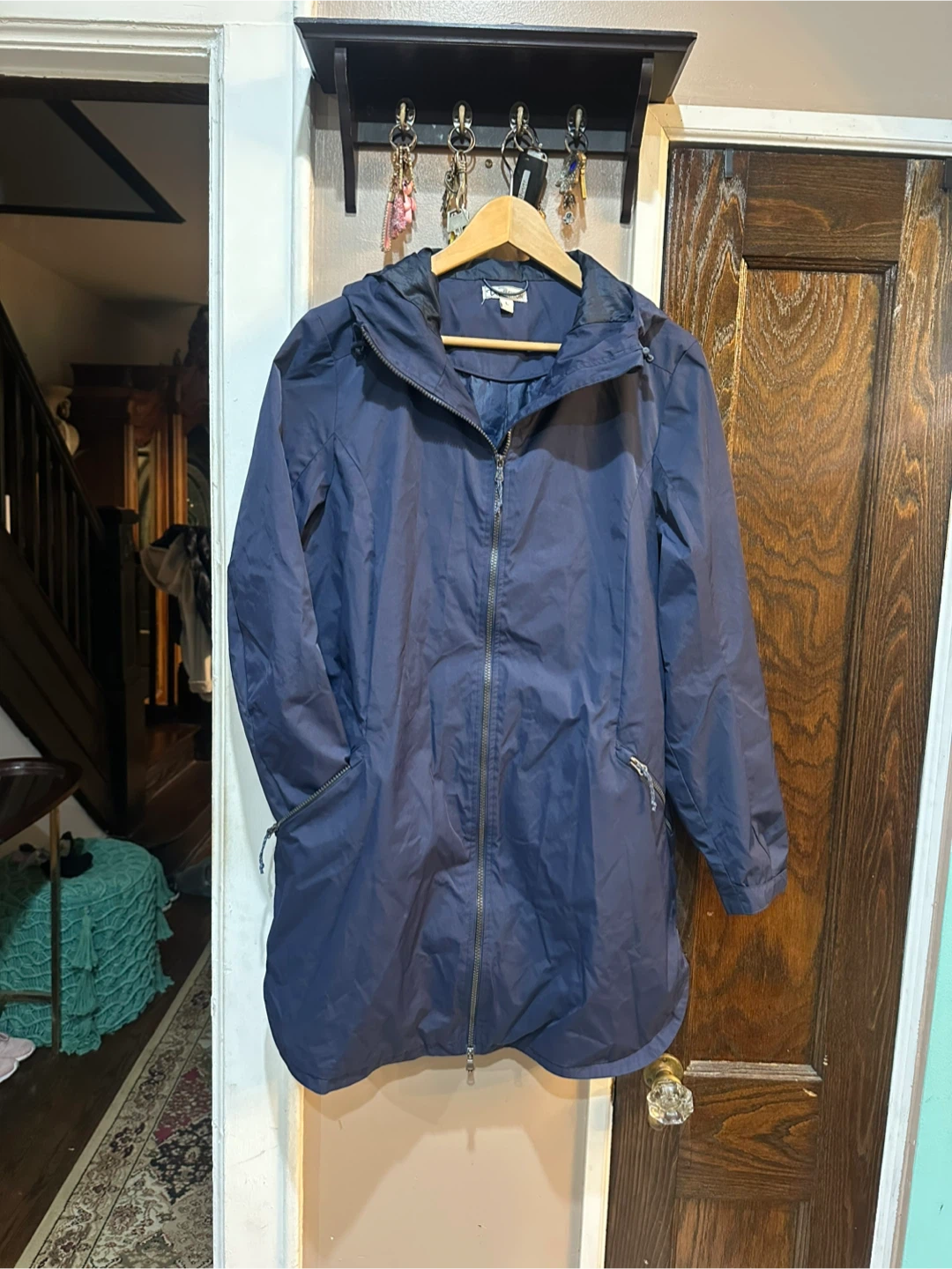 UpFashion Navy Blue Hooded Jacket
