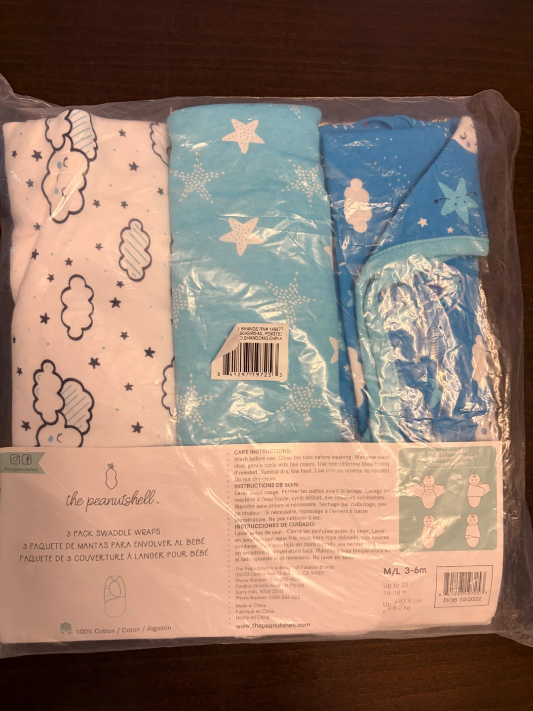 The Peanut Shell 3 Pack Swaddle Wraps