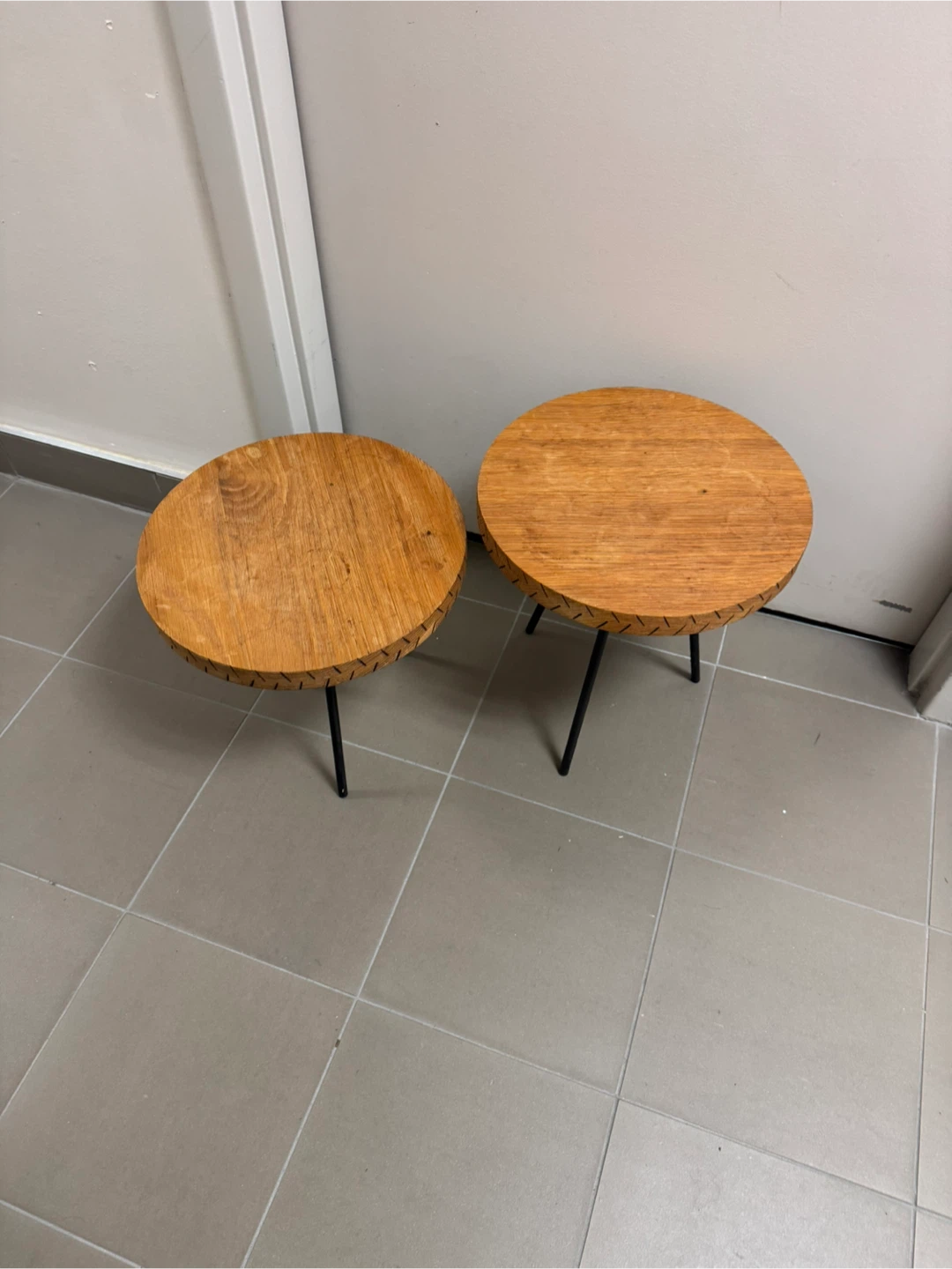 Set of Two Wood and Metal Side Tables - photo 2