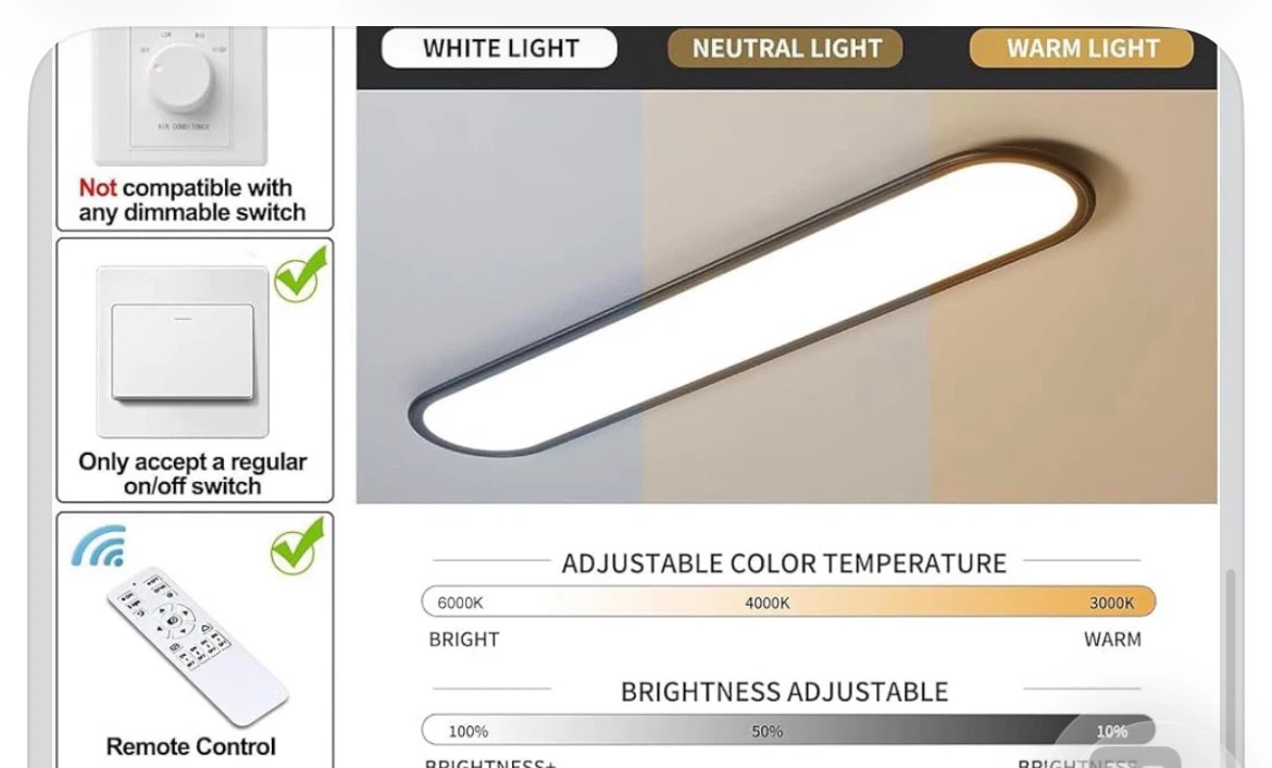 Dimmable LED Ceiling Light 47.24 Inch - photo 5