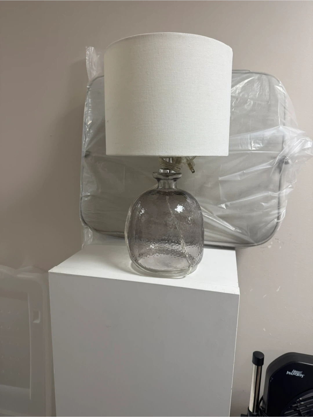 Glass Table Lamp with White Shade - photo 2