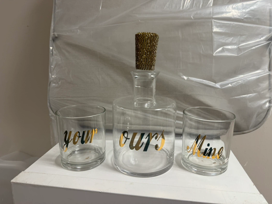 Glass Decanter and Two Glasses Set