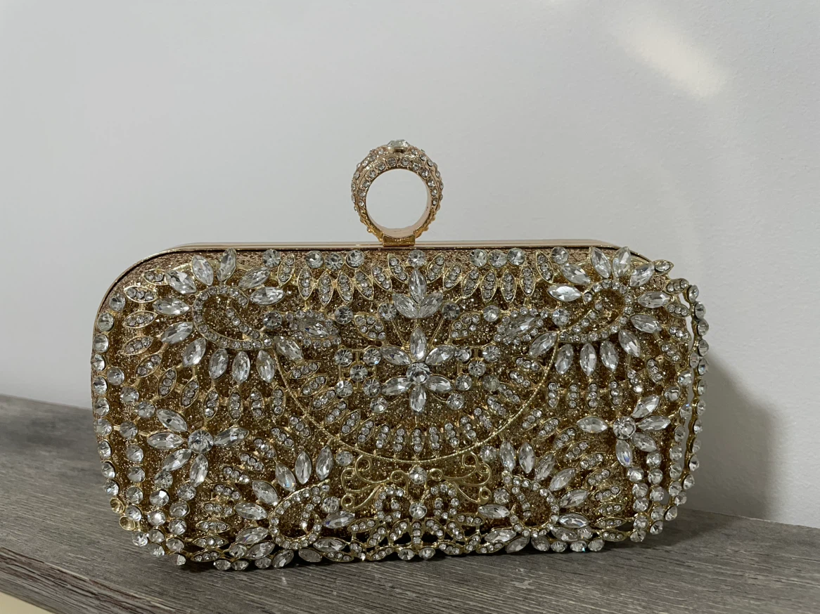 Gold Rhinestone Crystal Clutch