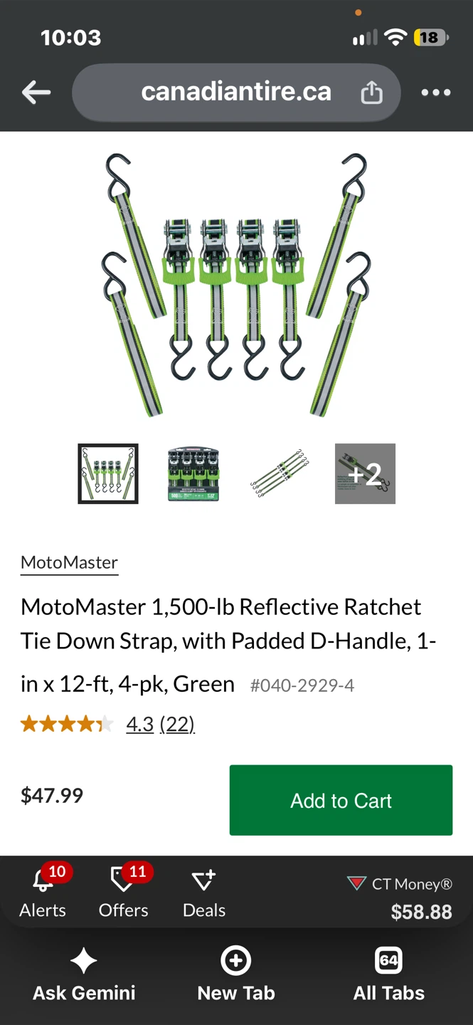 MotoMaster 1500-lb Reflective Ratchet Straps 4-Pack - photo 2