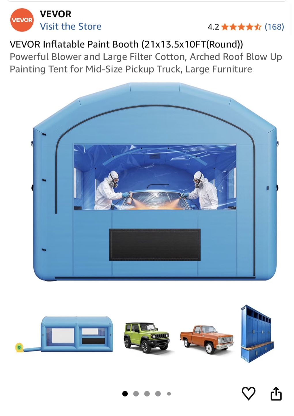VEVOR Inflatable Paint Booth 21x13.5x10ft