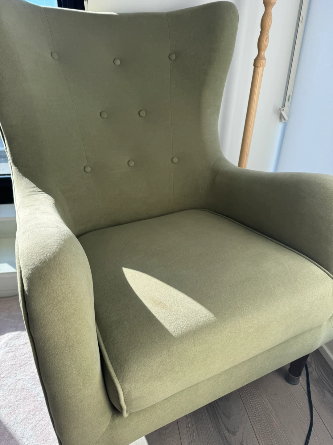Olive Green Velvet Arm Chair - photo 2