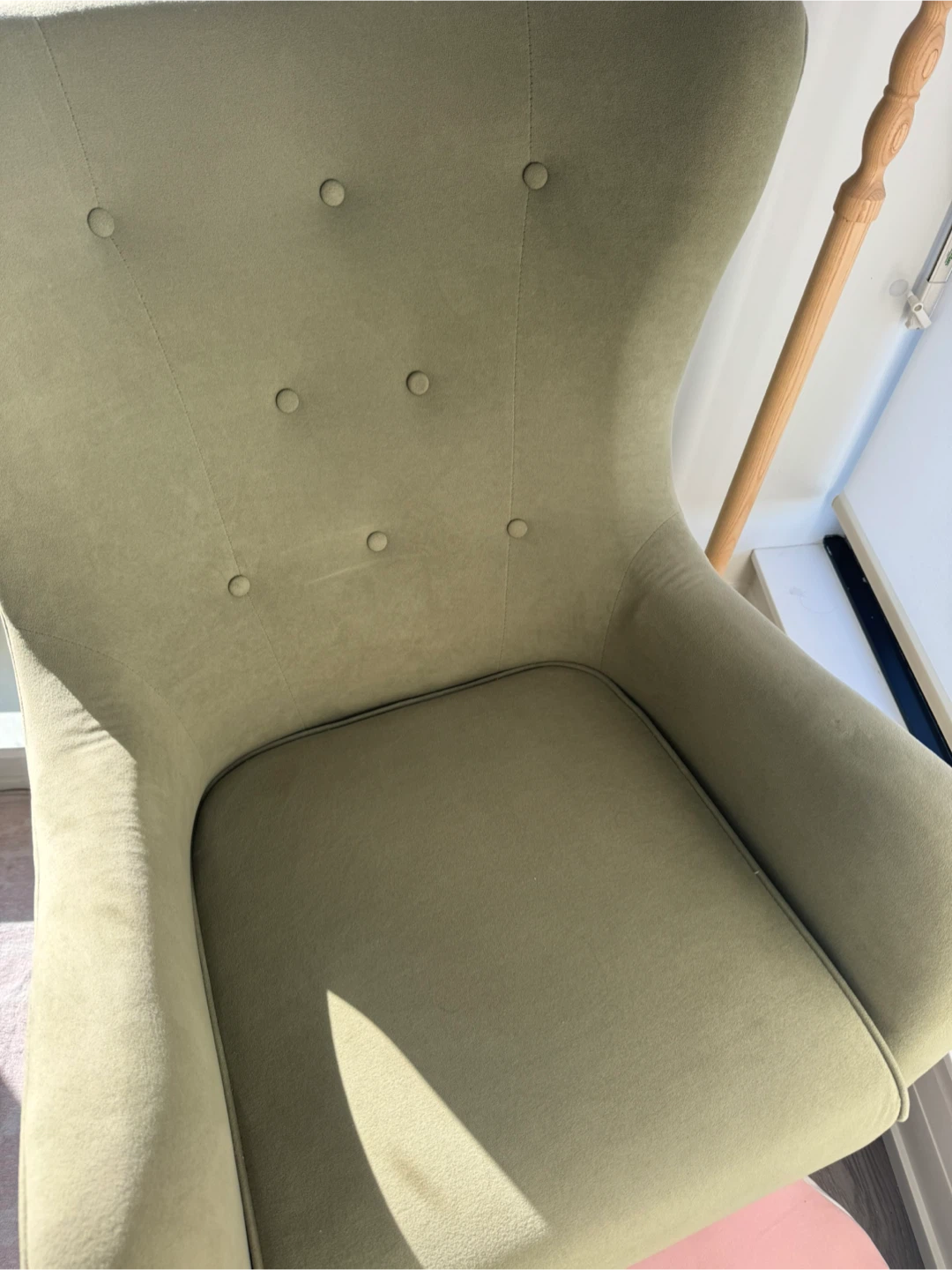 Olive Green Velvet Arm Chair - photo 3
