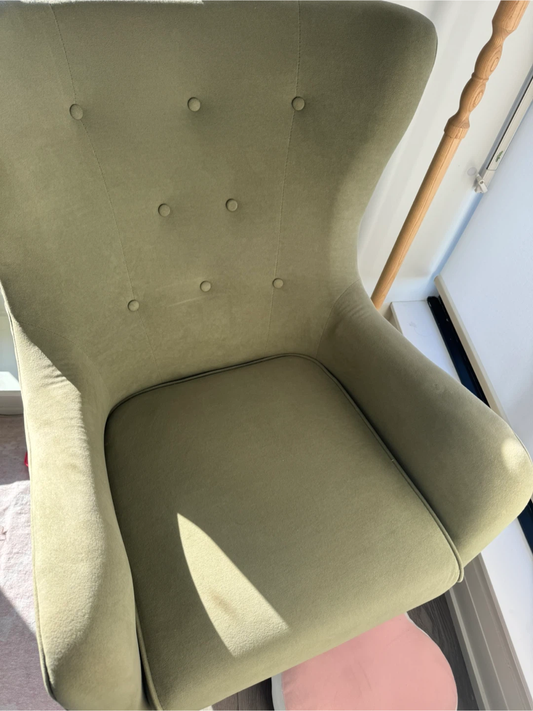 Olive Green Velvet Arm Chair - photo 4