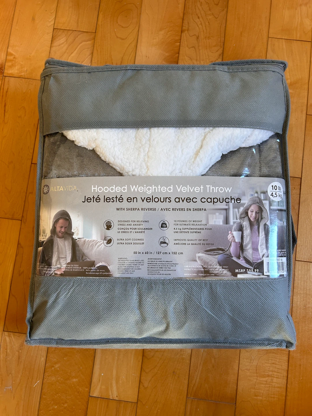 ALTAVIDA Hooded Weighted Velvet Throw