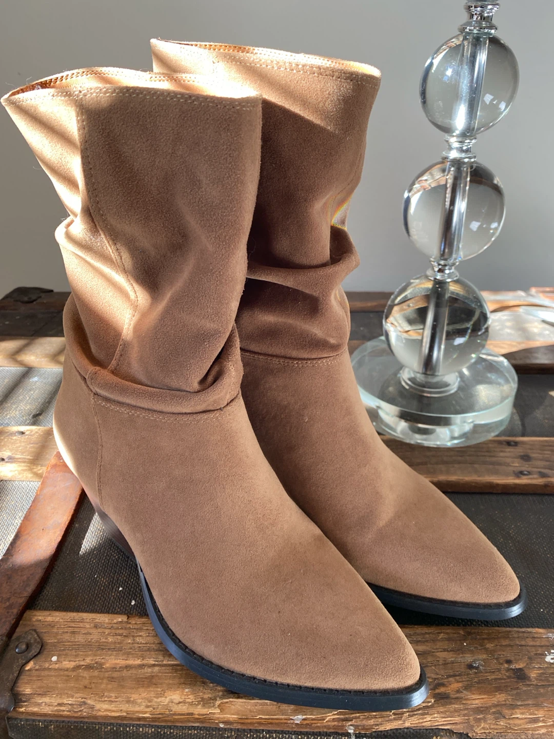 Made in France Tan Slouch Boots Size 37 EU / 6.5 US - photo 2