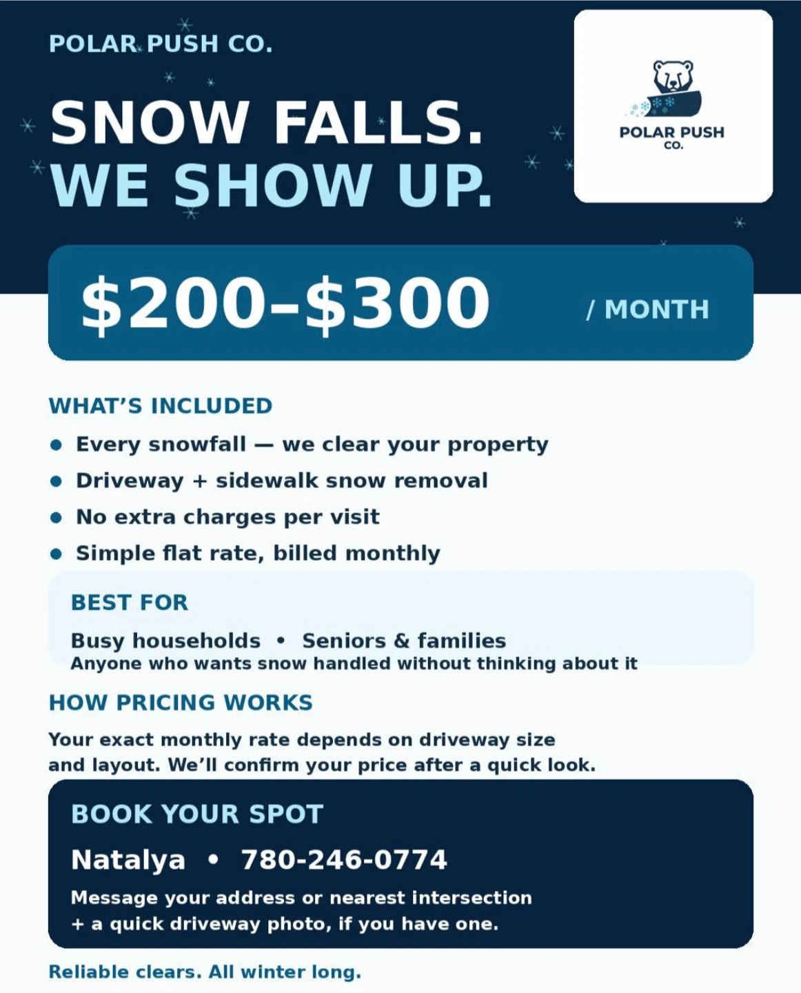 Polar Push Co. Snow Removal Service 10% off right now!