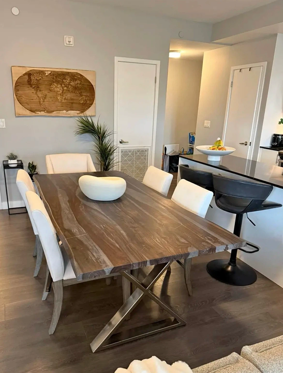 Live Edge Dining Table with Metal X-Base