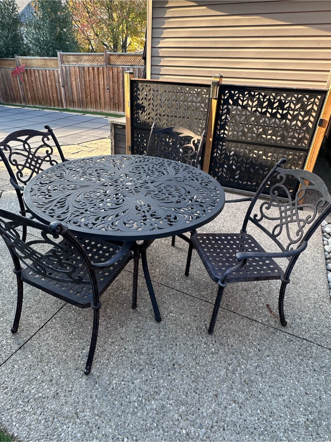 Cast Iron  Patio Table and 4 Chairs
