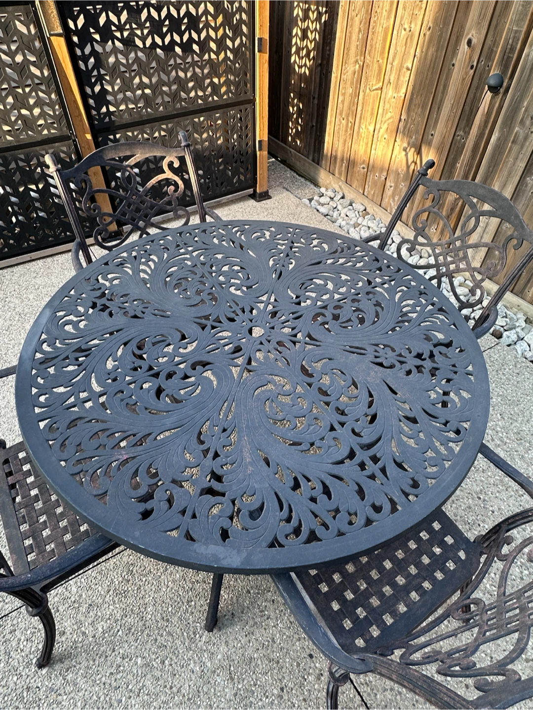 Cast Iron  Patio Table and 4 Chairs - photo 2