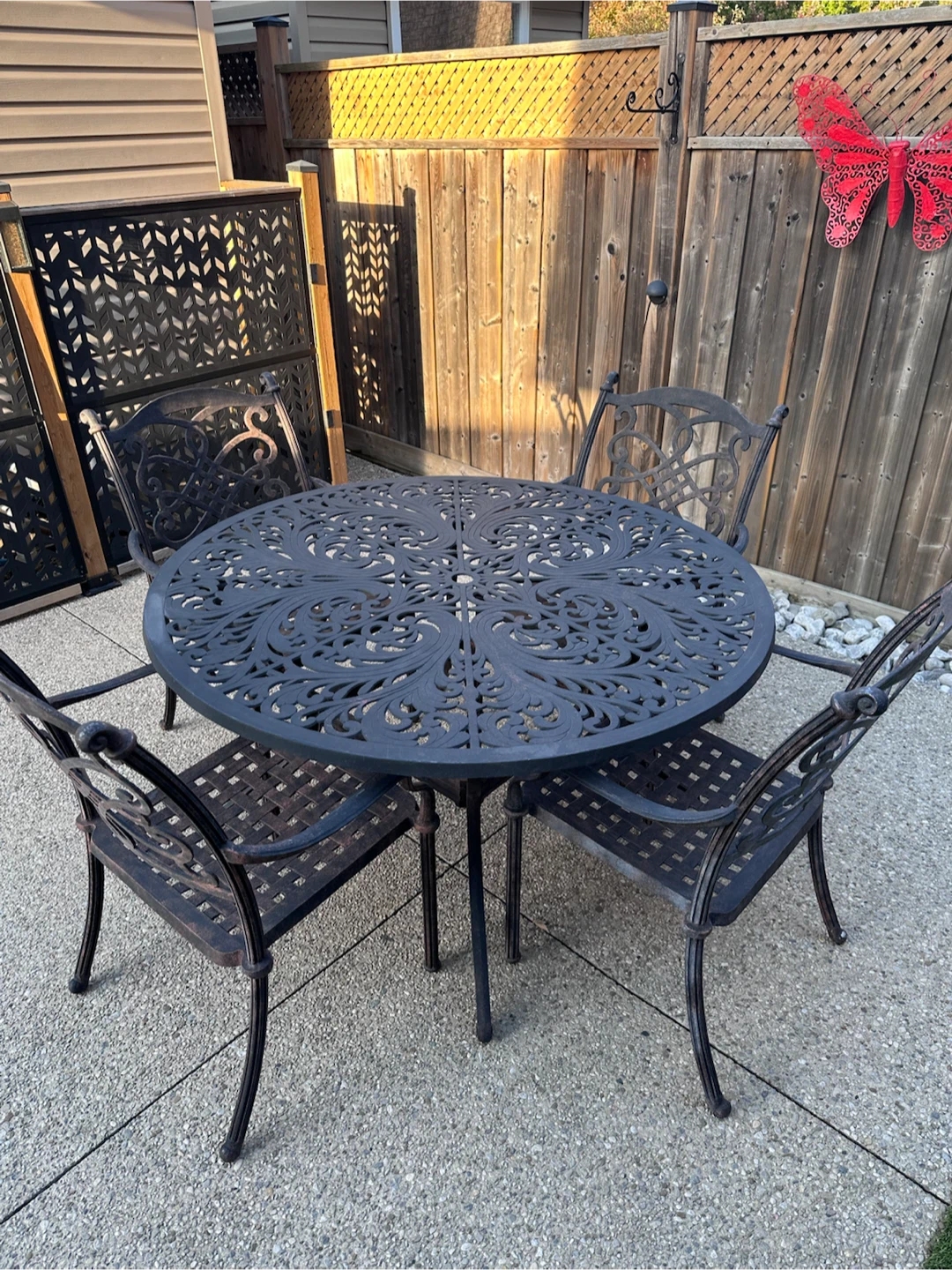 Cast Iron  Patio Table and 4 Chairs - photo 3