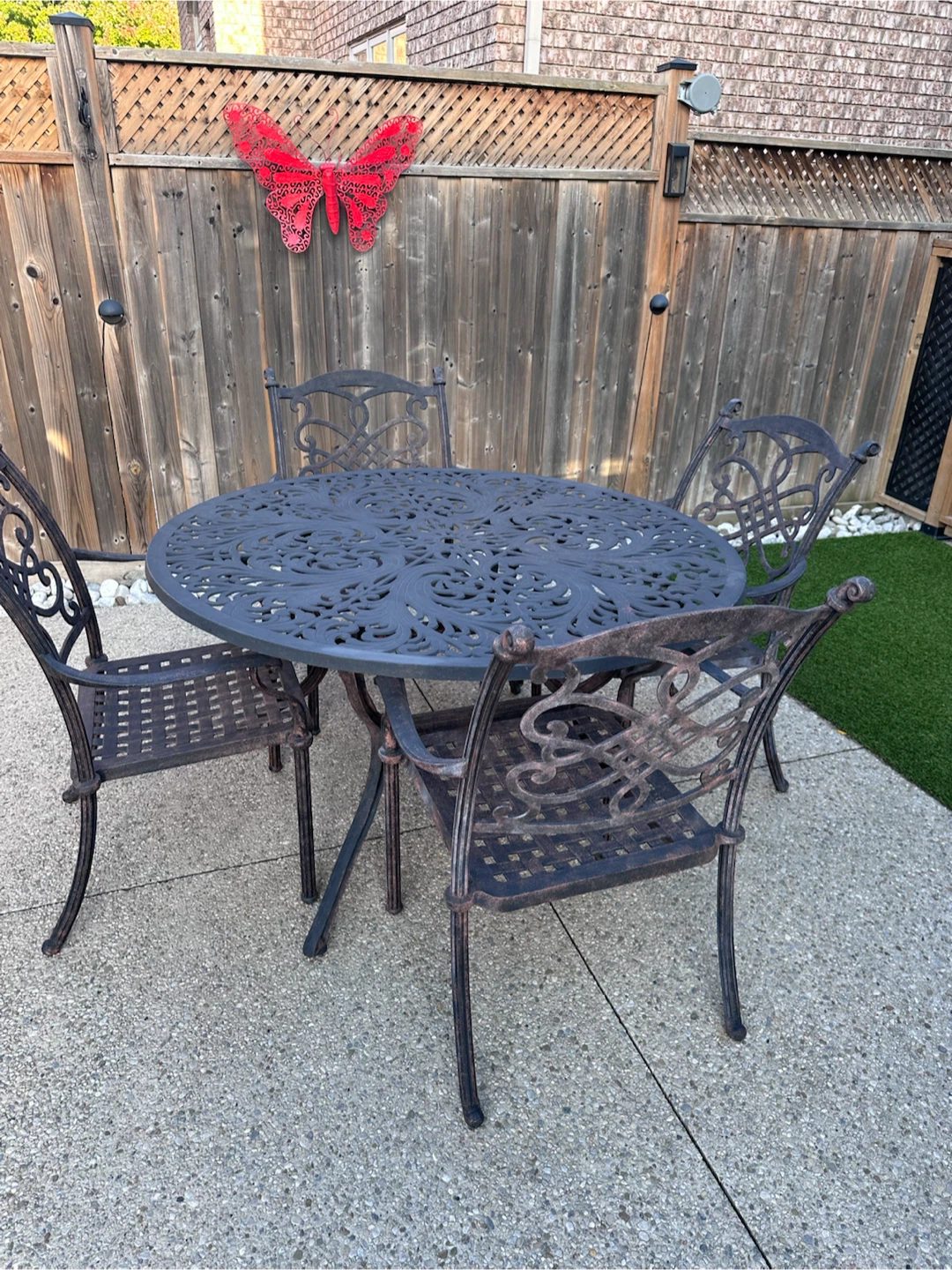 Cast Iron  Patio Table and 4 Chairs - photo 4