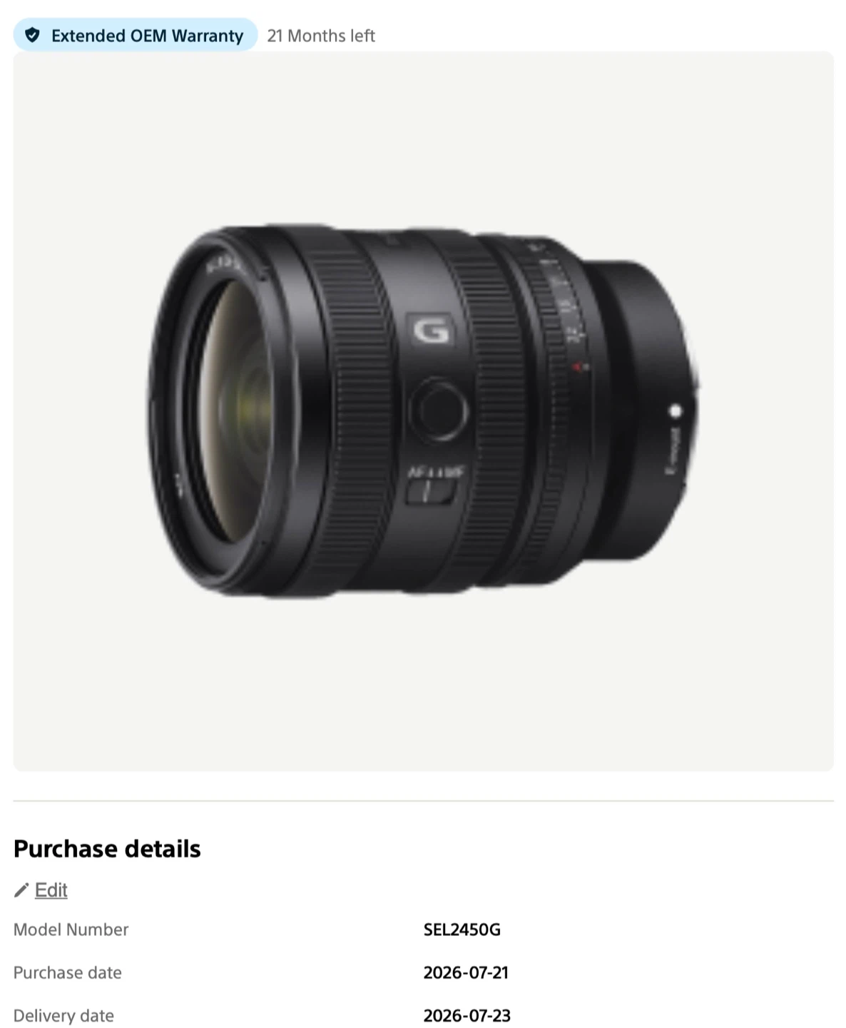 Sony FE 24-50mm f/2.8 G Lens - 3 months Old (Extended Warranty) - photo 2