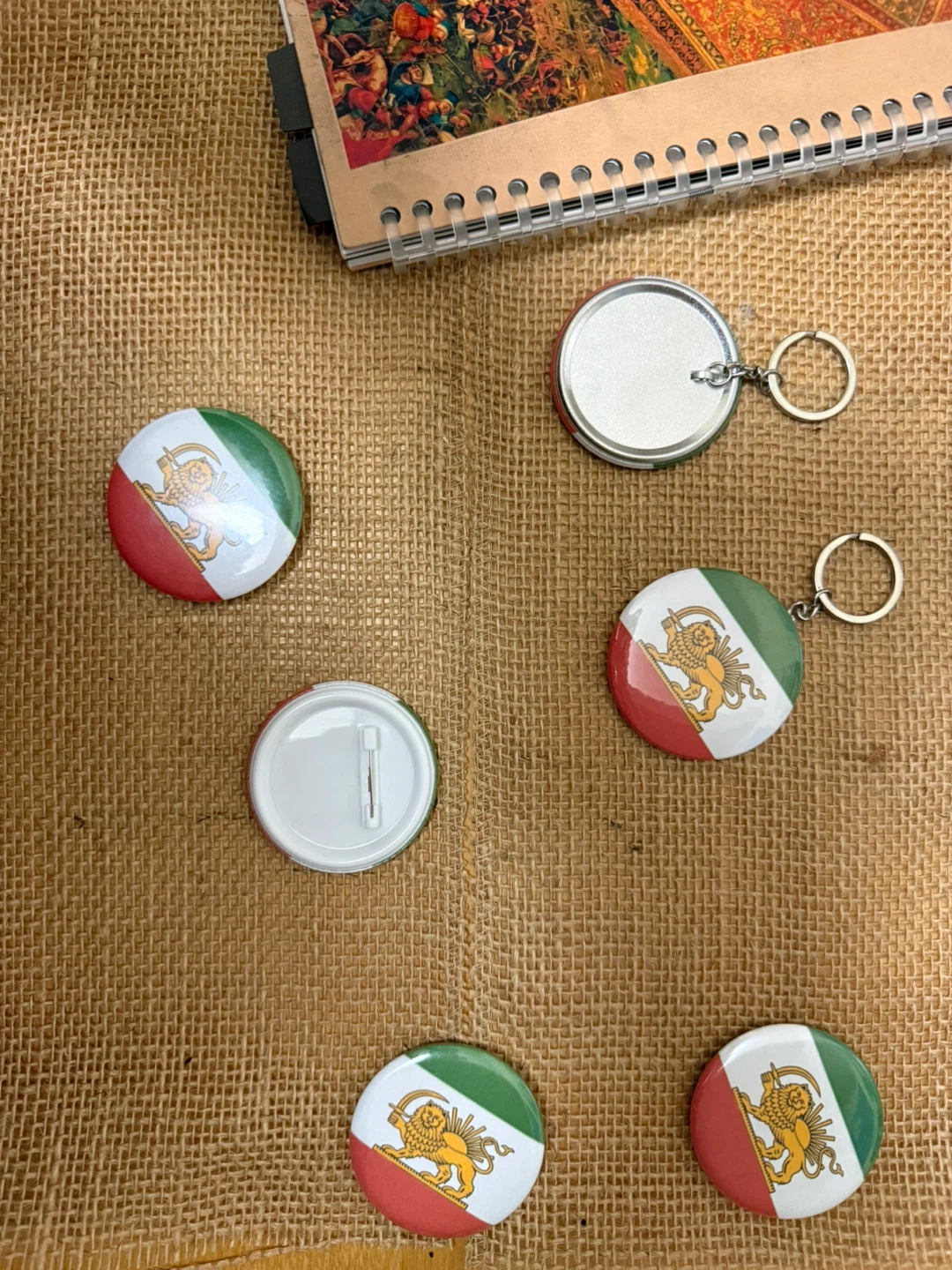 Lion and Sun Flag Pin Buttons / Keychains  ایران