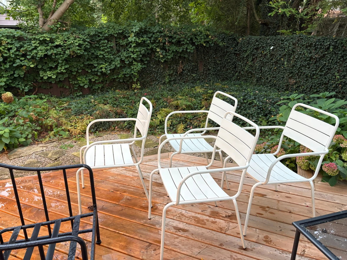 Set of 4 White Metal Patio Chairs - photo 3
