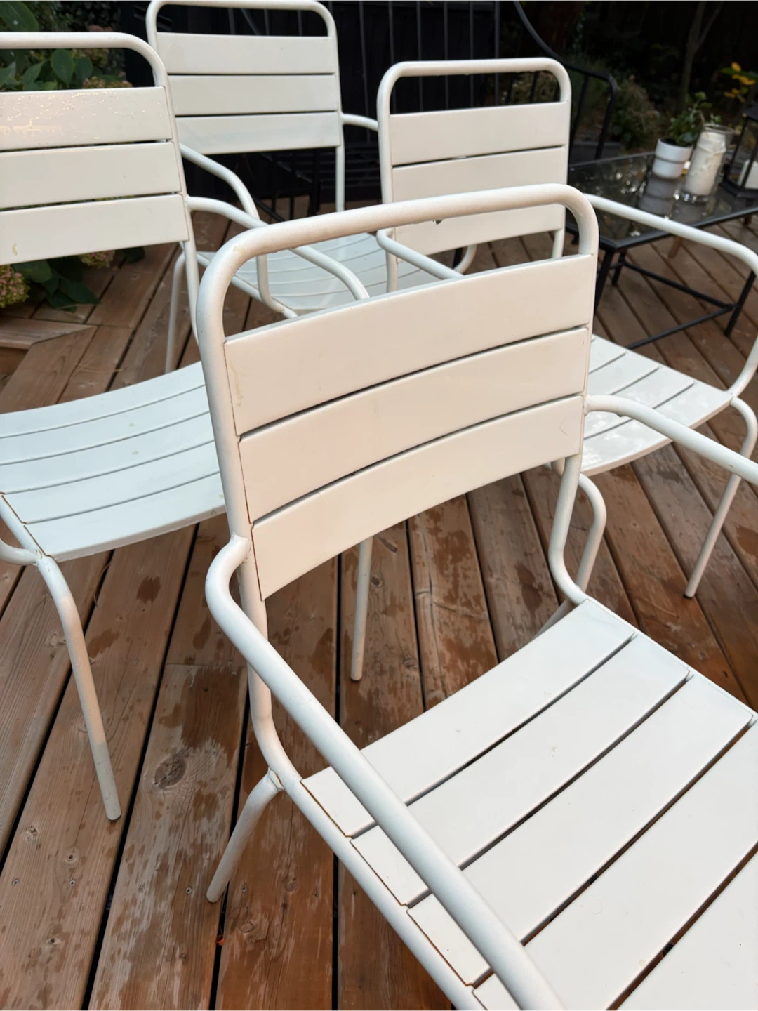 Set of 4 White Metal Patio Chairs - photo 4