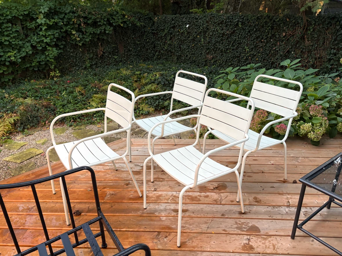 Set of 4 White Metal Patio Chairs - photo 5