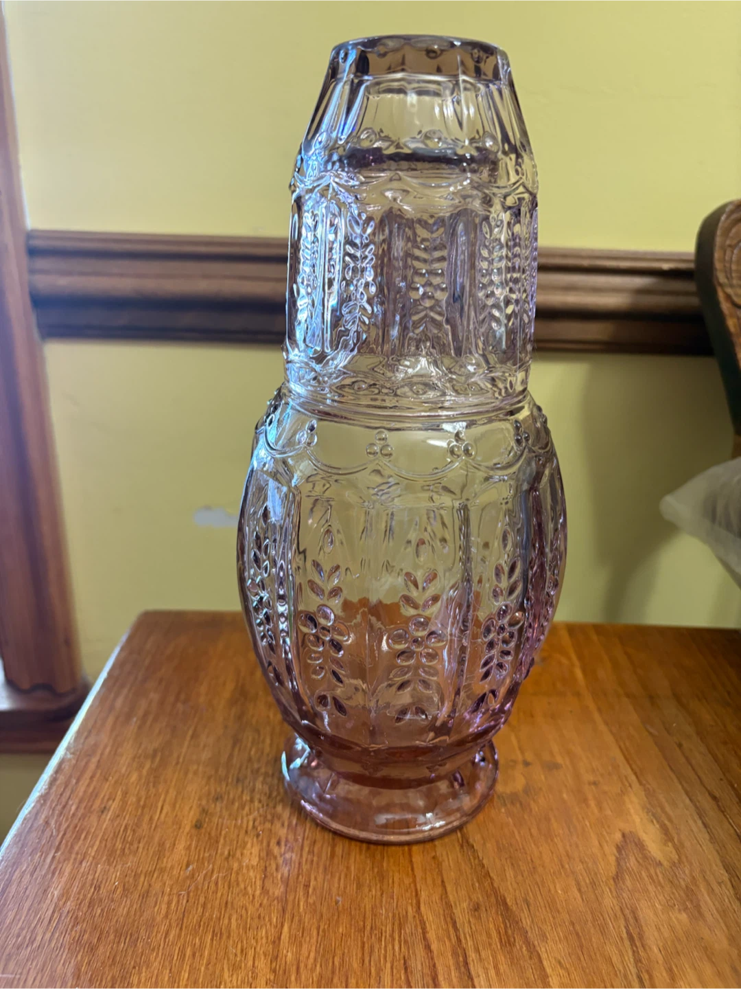 Vintage Purple Glass Bedside Carafe and Cup
