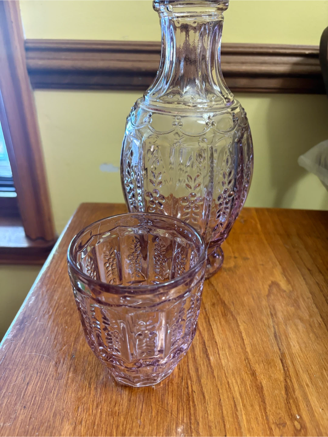 Vintage Purple Glass Bedside Carafe and Cup - photo 2