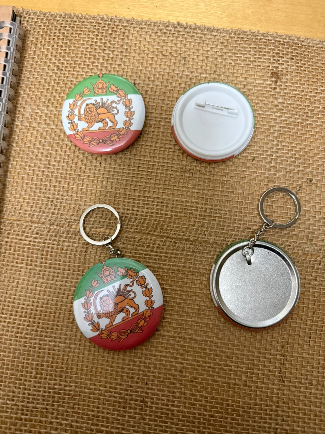 Iranian Lion and Sun Pin Keychain Set ایران