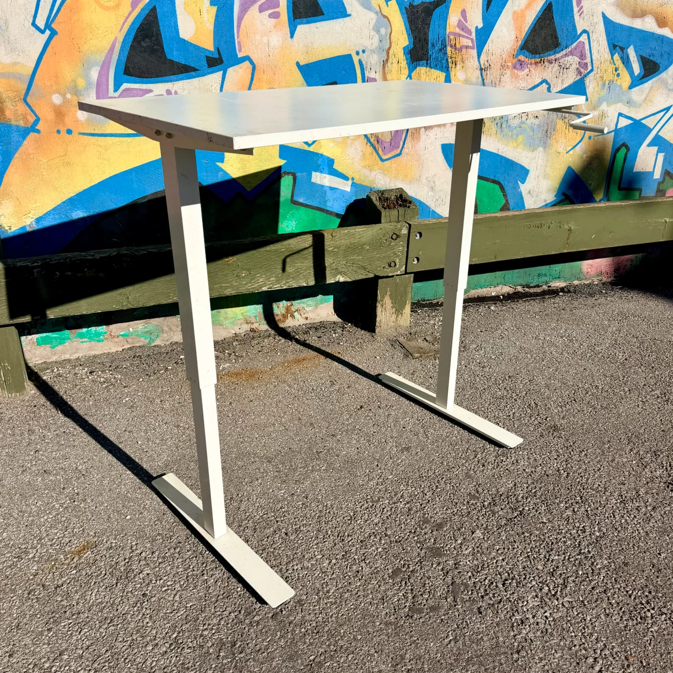 White Manual Crank Sit/Stand Desk - photo 2