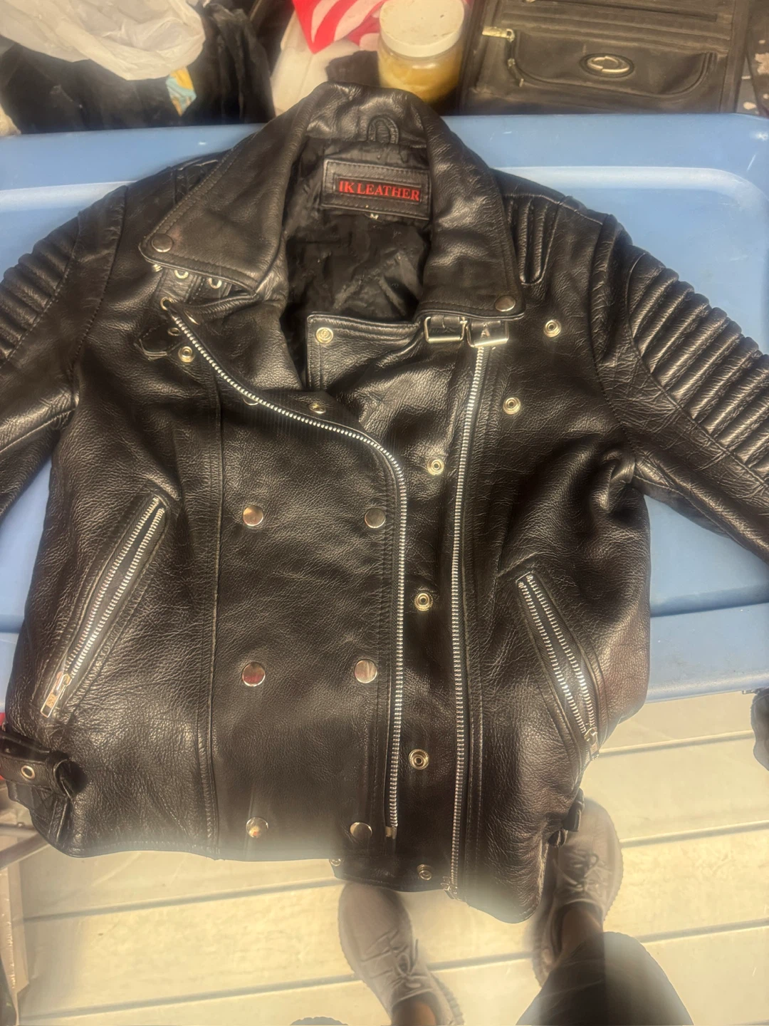 IK Leather Motorcycle Jacket Black