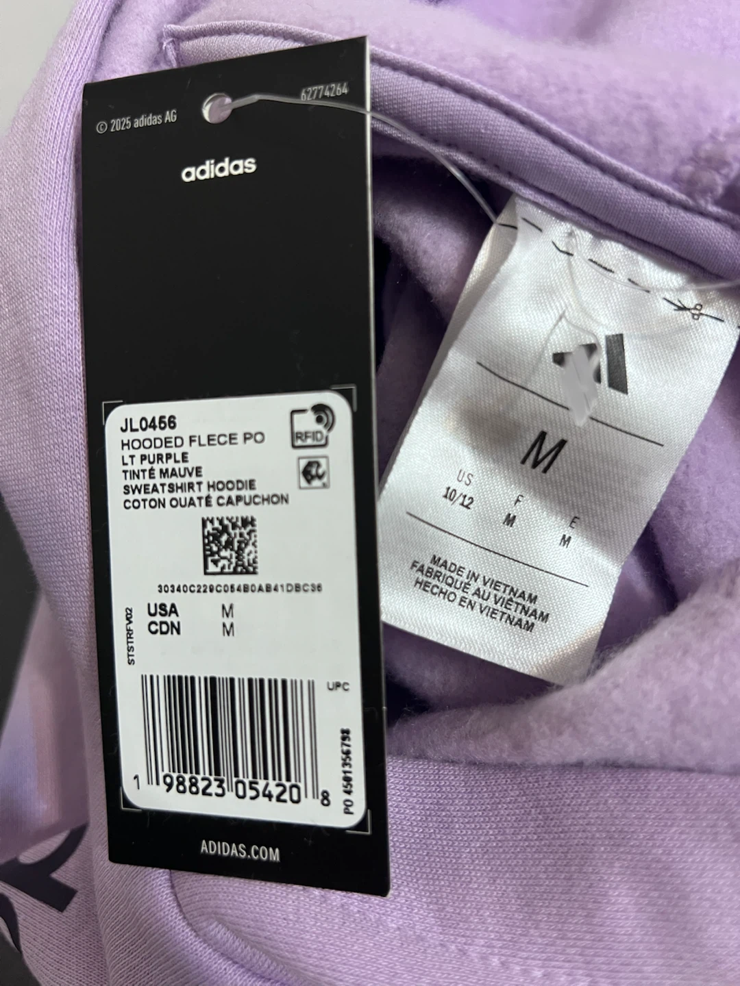 Adidas Girls Hooded Fleece Pullover – Size M (10/12) – BNWT - photo 5