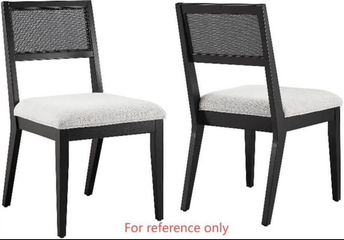 Black Dining Chairs with Rattan Back set of 2