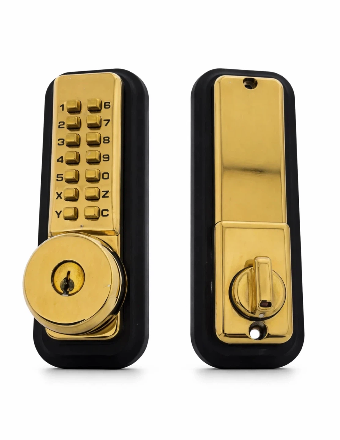 All Weather Mechanical Keyless Deadbolt - Bright Brass