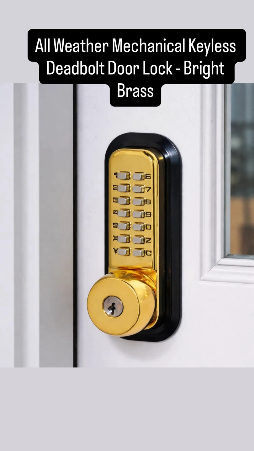 All Weather Mechanical Keyless Deadbolt - Bright Brass - photo 3