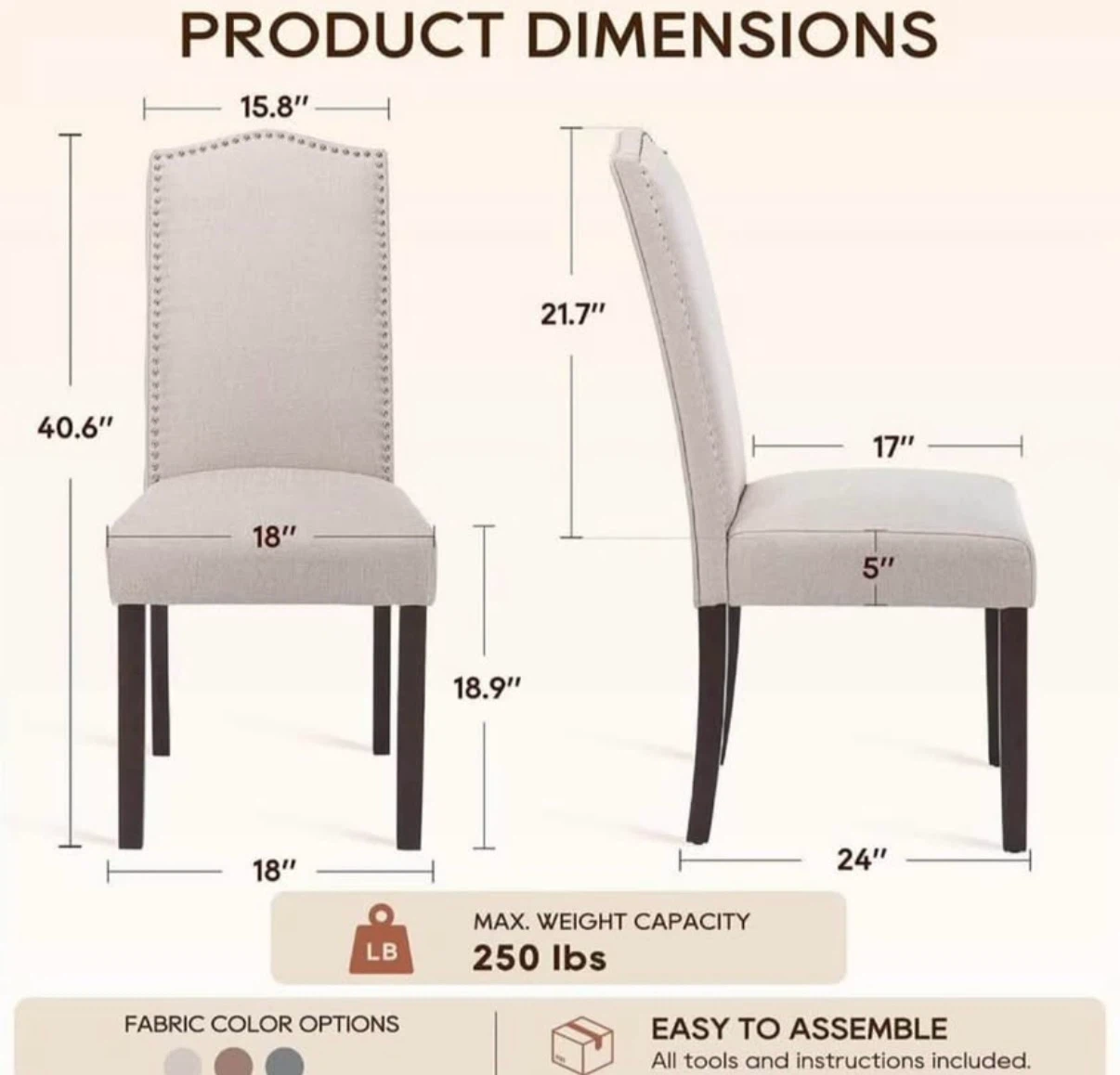 Beige Dining Chairs set of 2 - photo 2