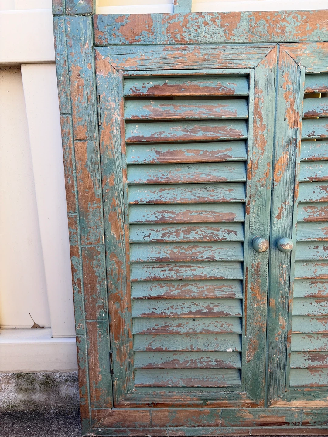 Distressed Teal Arched Window Shutter Shabby Chic Wall Decor - photo 5