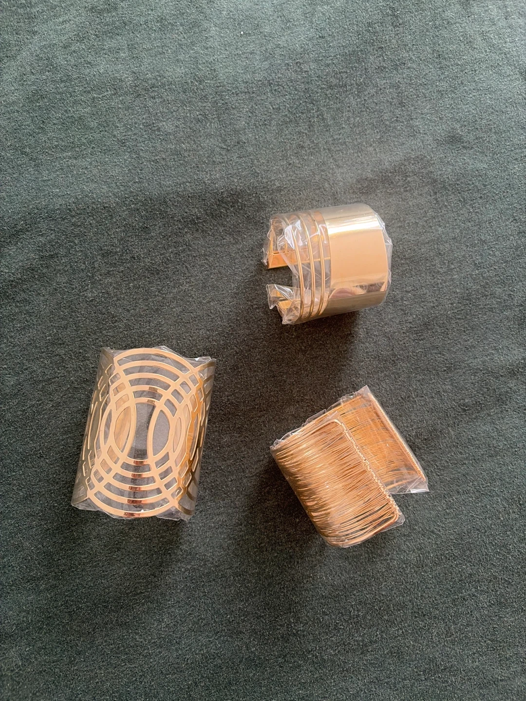 Set of 3 Gold Tone Cuff Bracelets