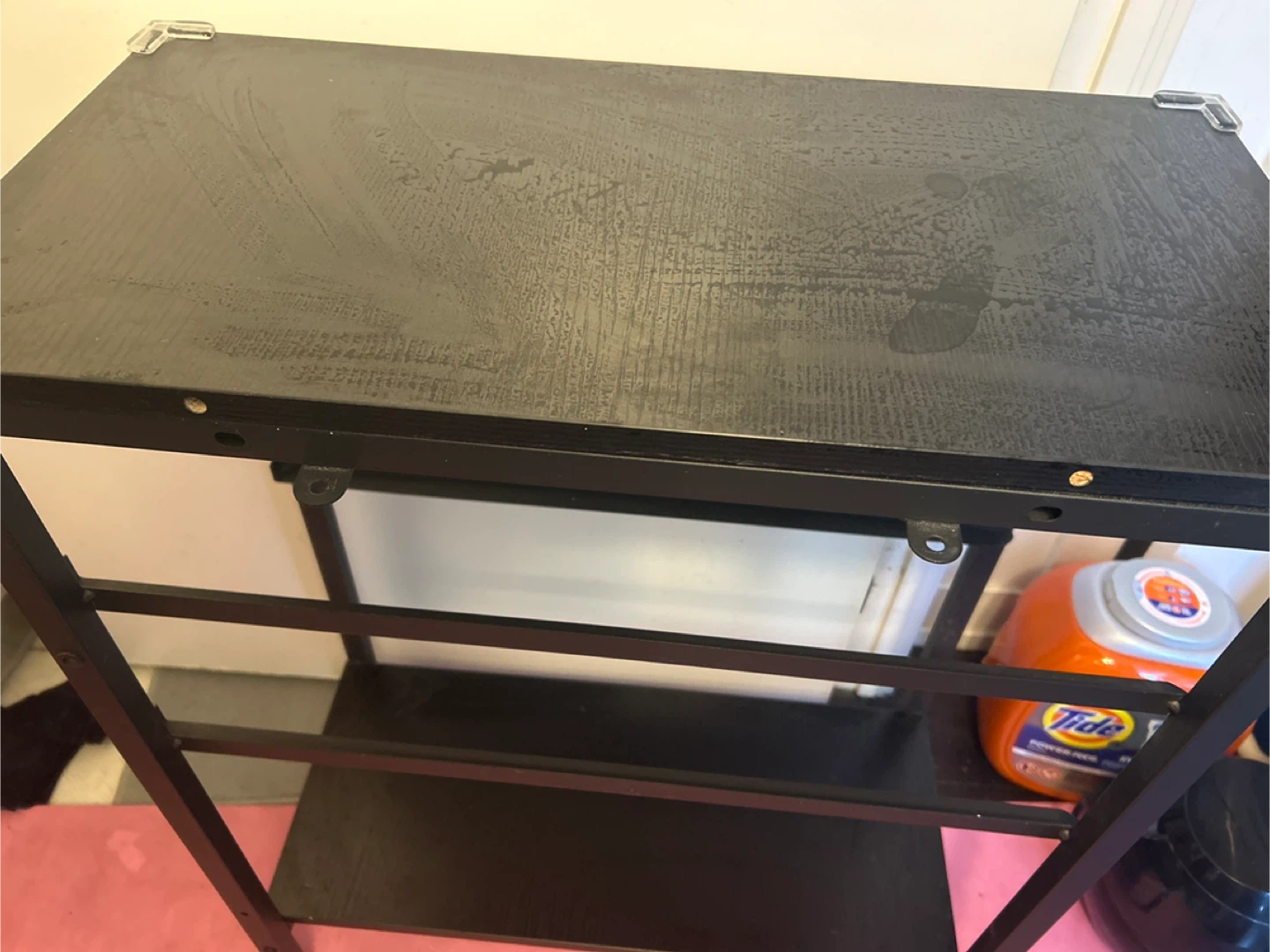 Black Metal and Wood Shelf