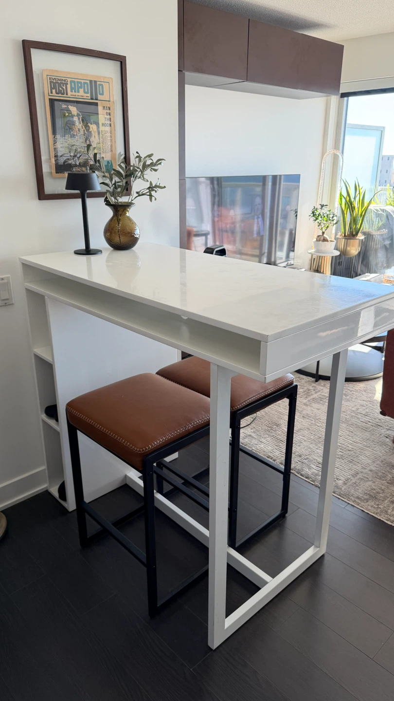 CB2 White Bar Table (stools not included)