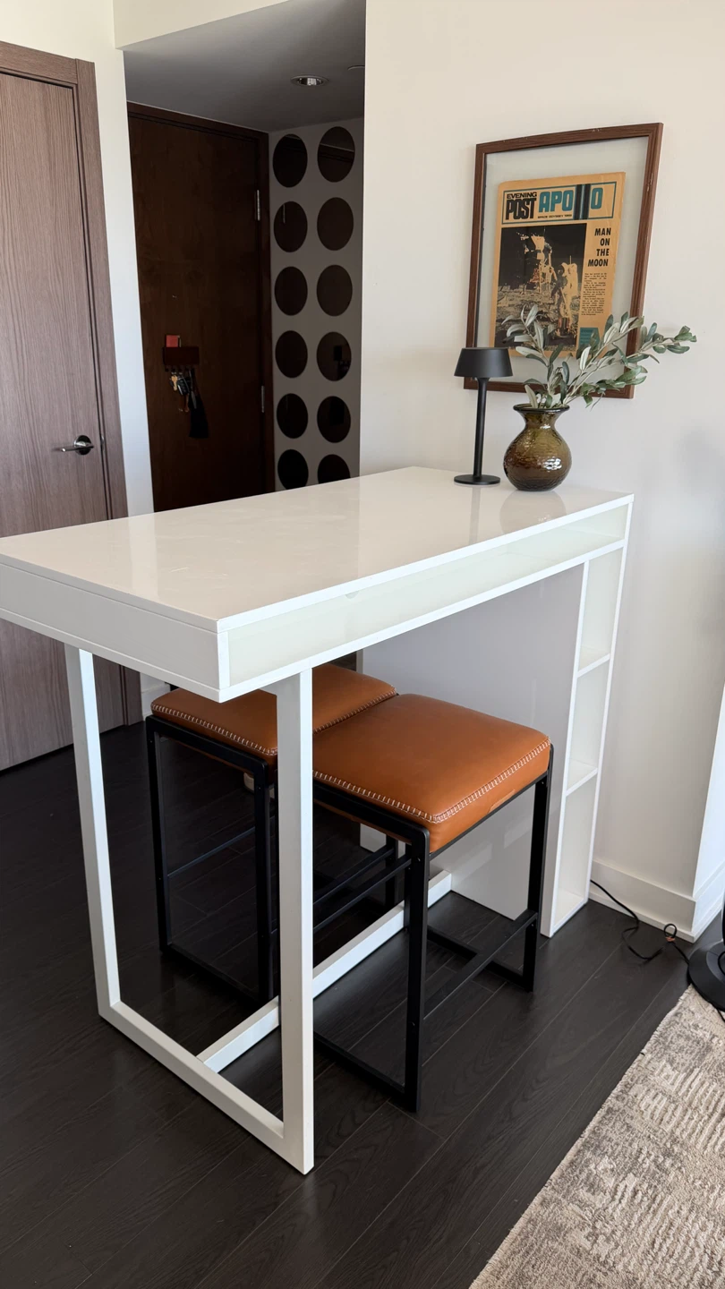 CB2 White Bar Table (stools not included) - photo 2