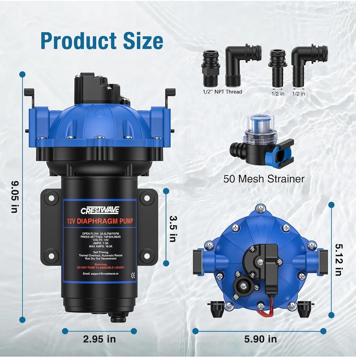 Crestwave 12V Diaphragm Pump - photo 2