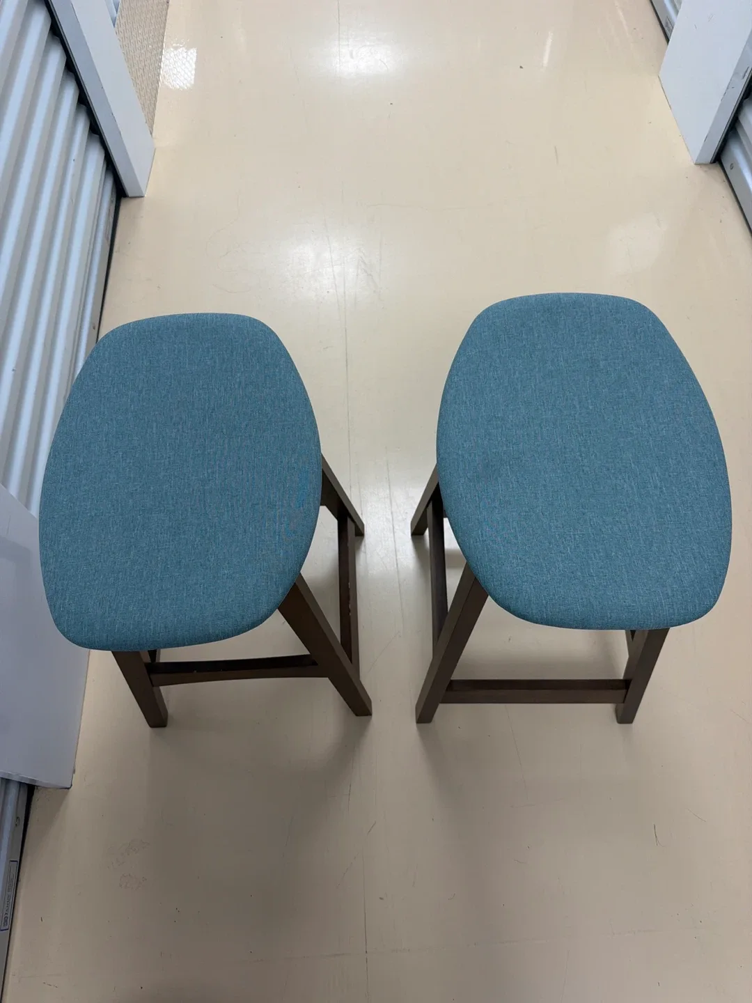 Set of Two Blue Fabric Bar Stools - photo 2