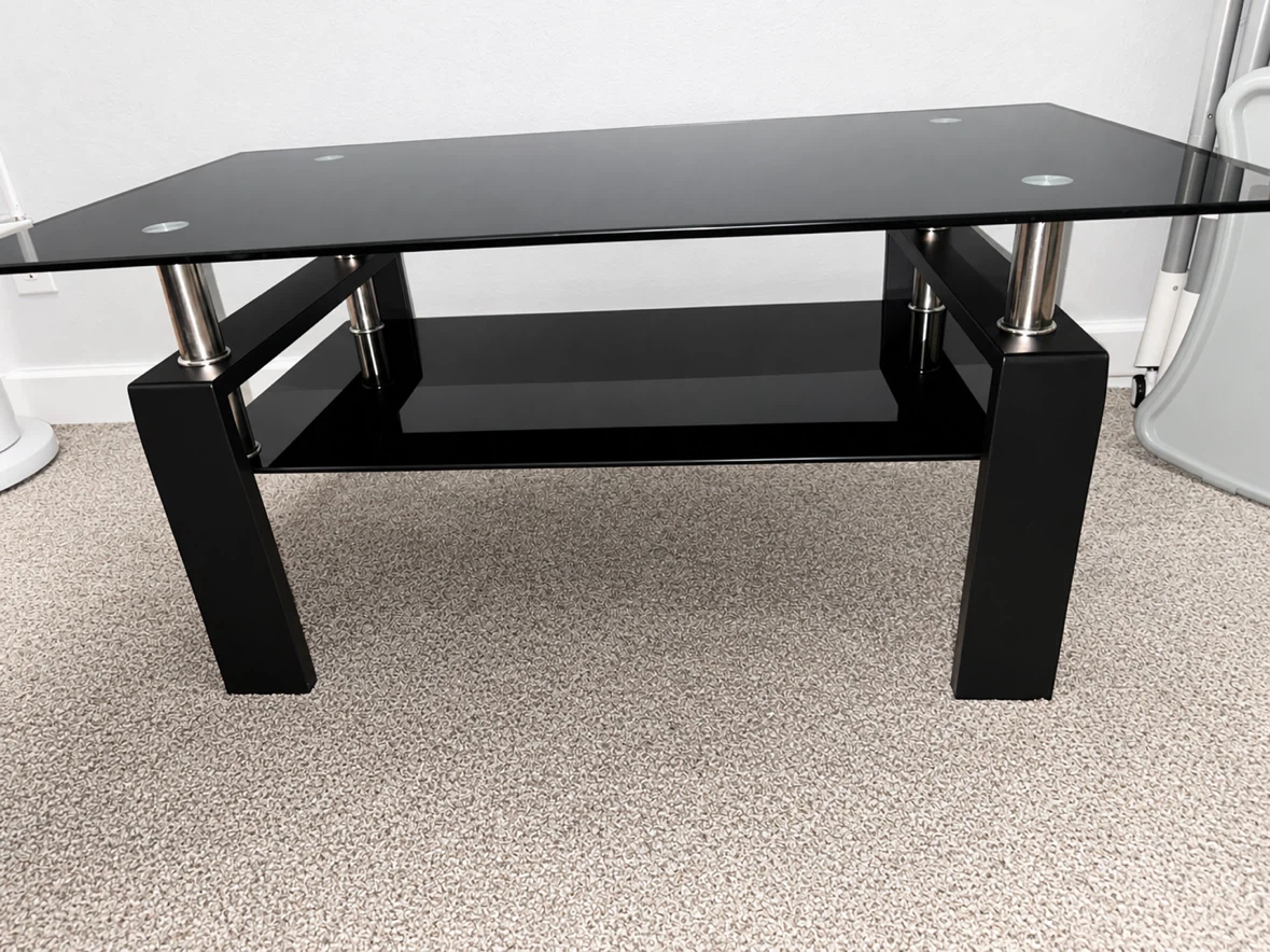 Living Room Glass Center Table, Black
