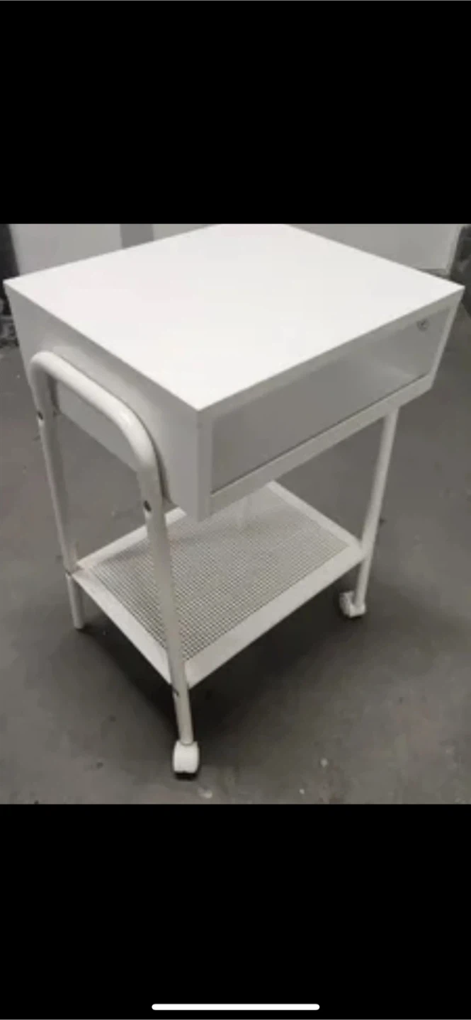 White rolling side table