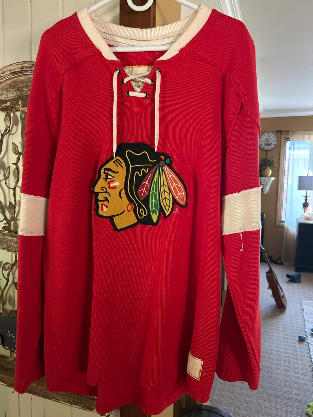 Reebok Chicago Blackhawks Lace-Up Long Sleeve Shirt