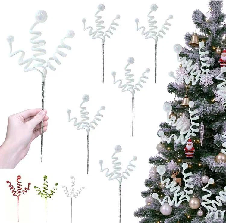 White Spiral Christmas Decorative Sprays